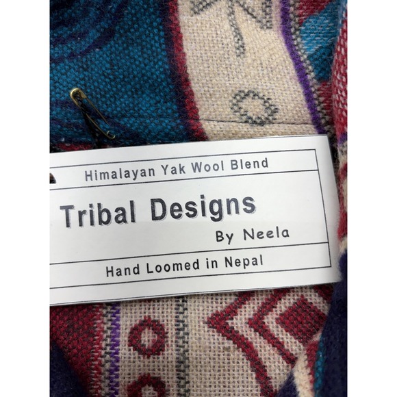 Tribal Designs by Neela Jacket Womens Large Multi Yak Wool Hand Loomed‎ Nepal - Picture 7 of 15